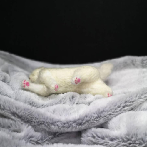 ☆マリンの家☆羊毛フェルト 猫 白猫～歩きポーズ ハンドメイド
