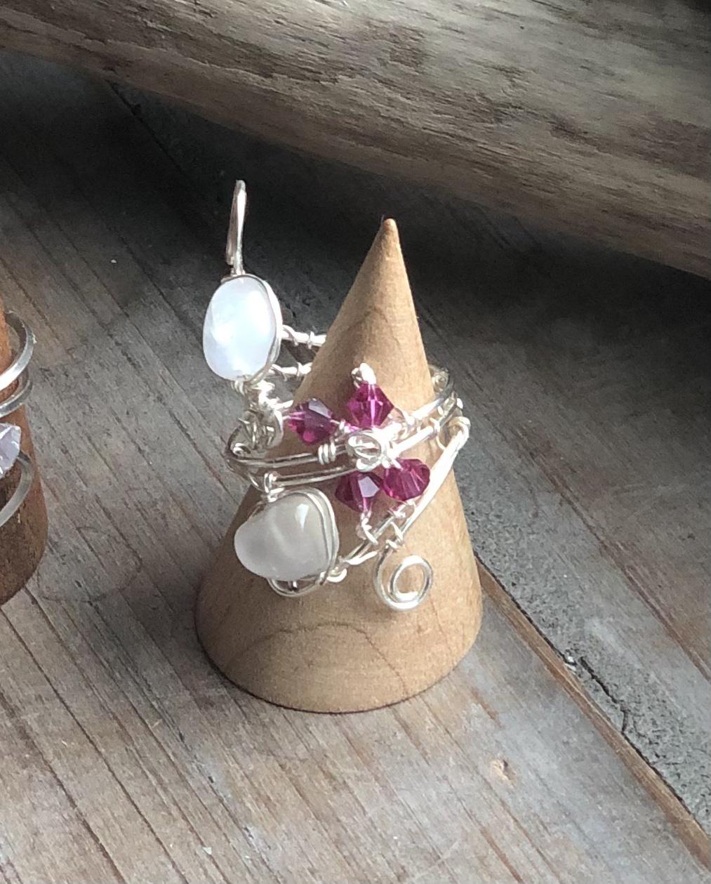 new! ムーンストーン＆ピンクトルマリン リング 水晶 天然石 指輪