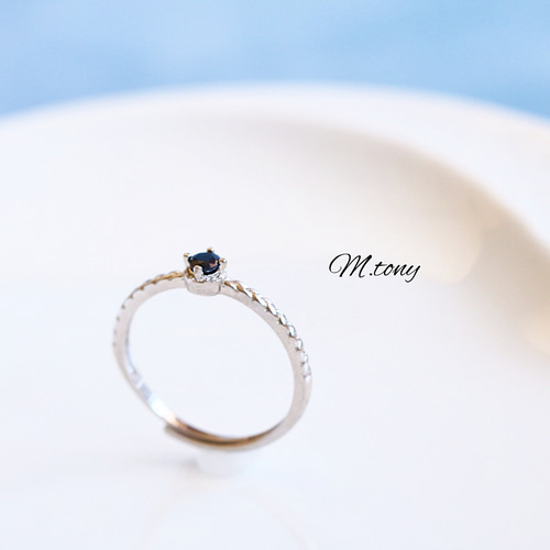 ブラックサファイア 天然石 リング「 ハンサムな黒。一粒」silver925