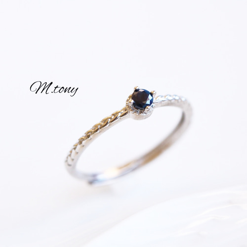 ブラックサファイア 天然石 リング「 ハンサムな黒。一粒」silver925