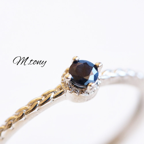 ブラックサファイア 天然石 リング「 ハンサムな黒。一粒」silver925