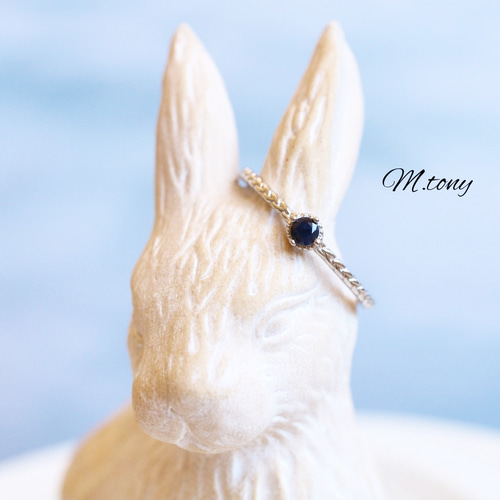 ブラックサファイア 天然石 リング「 ハンサムな黒。一粒」silver925