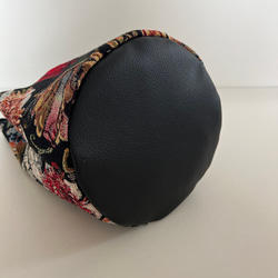 ゴブラン織り丸底巾着バッグ◇シックボタニカル 6枚目の画像