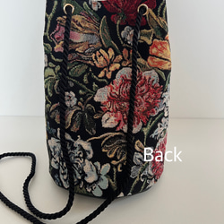 ゴブラン織り丸底巾着バッグ◇シックボタニカル 5枚目の画像