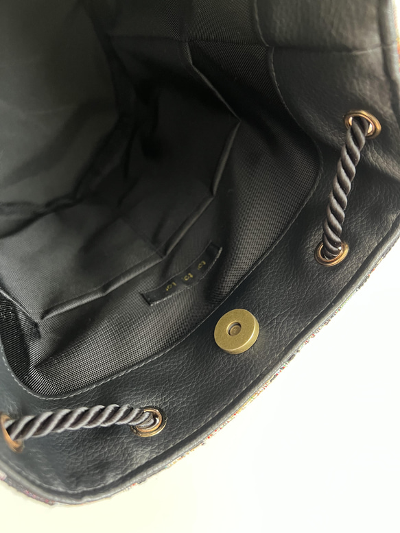 ゴブラン織り丸底巾着バッグ◇シックボタニカル 12枚目の画像