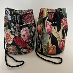 ゴブラン織り丸底巾着バッグ◇シックボタニカル 17枚目の画像