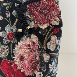 ゴブラン織り丸底巾着バッグ◇シックボタニカル 3枚目の画像