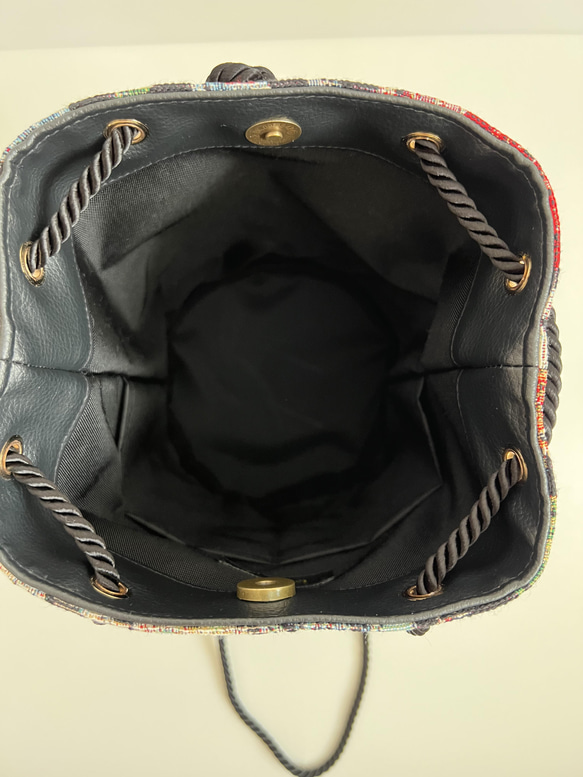 ゴブラン織り丸底巾着バッグ◇シックボタニカル 13枚目の画像