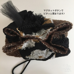 ゴブラン織り丸底巾着バッグ◇シックボタニカル 15枚目の画像