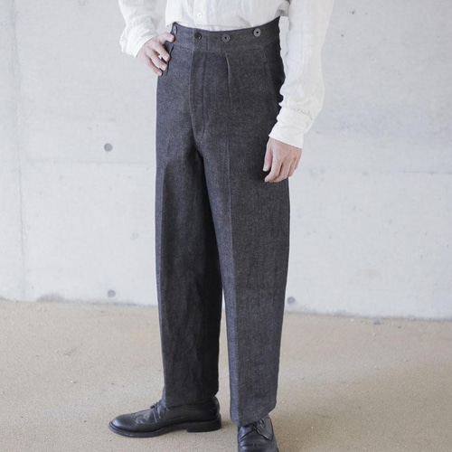 High back wide trousers blackハイバックワイドトラウザーズ ロング