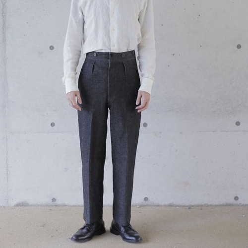 High back wide trousers blackハイバックワイドトラウザーズ