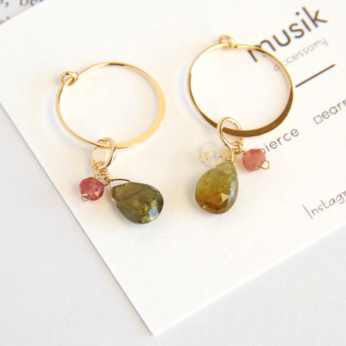 14kgf *タンザナイト×トルマリン×ガーネット【ピアス・イヤリング用  