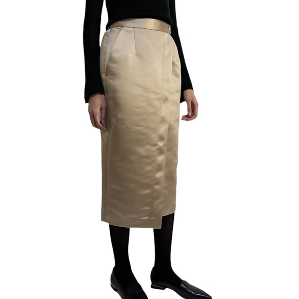 肉厚サテンの巻きスカート 8枚目の画像
