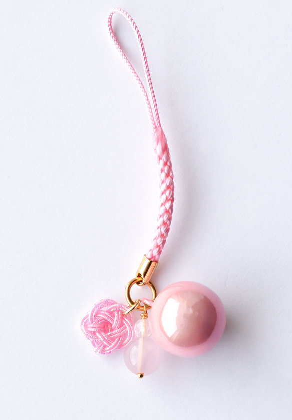 【再再再販】【完全受注製作】“あなただけのための”スターローズクォーツ＋梅結び＋水琴鈴の根付 2枚目の画像