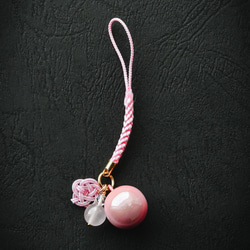 【再再再販】【完全受注製作】“あなただけのための”スターローズクォーツ＋梅結び＋水琴鈴の根付 4枚目の画像