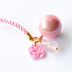 【再再再販】【完全受注製作】“あなただけのための”スターローズクォーツ＋梅結び＋水琴鈴の根付 1枚目の画像