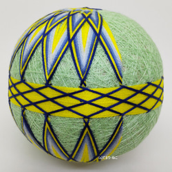 Temari“菊花蝴蝶”淺綠色空間藍色蝴蝶8cm Temari Temari Temari 第3張的照片