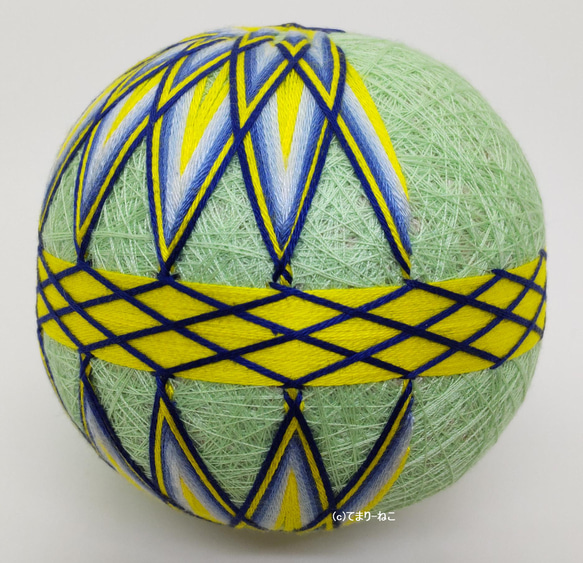 Temari“菊花蝴蝶”淺綠色空間藍色蝴蝶8cm Temari Temari Temari 第3張的照片