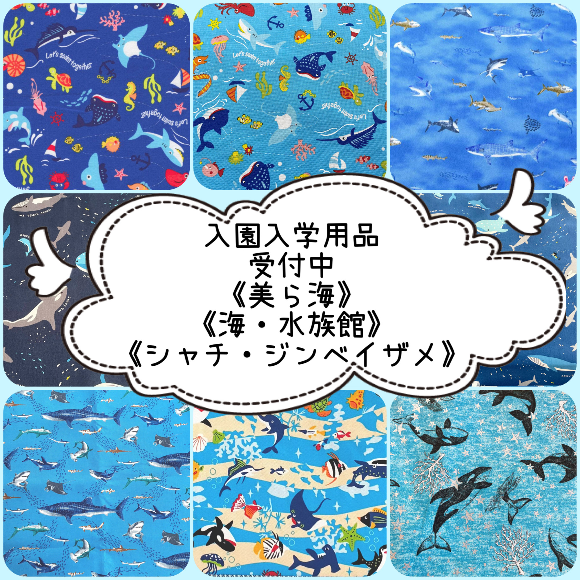 入園　入学　用品☆  レッスンバッグ　オーダー  受注注文 受付中　男の子　《海の仲間　魚　海　水族館　シャチ　クジラ》