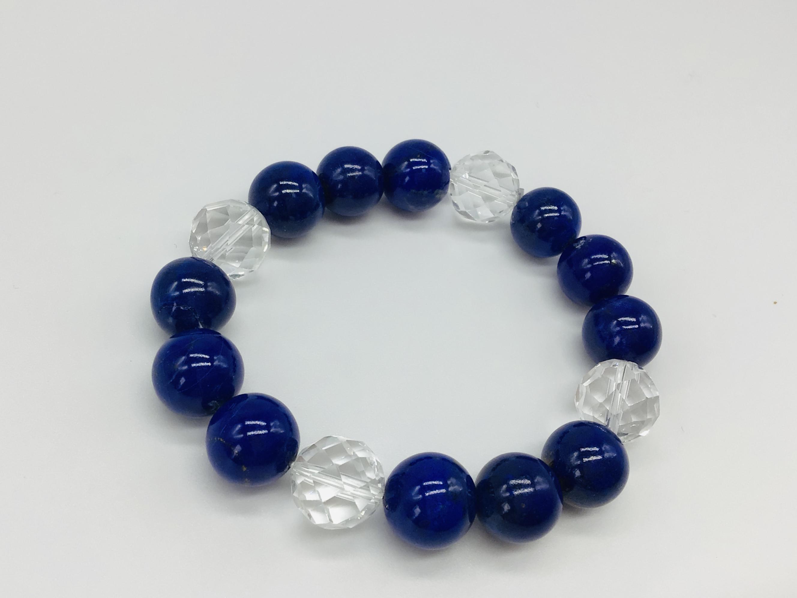 天然石　ラピスラズリと水晶のブレスレット