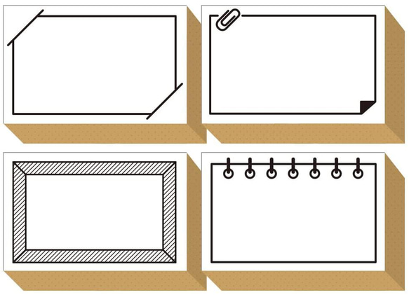 スタンプ かわいい おしゃれ はんこ 切手 ゴム印 セット (#17) 額縁 ノート 付箋 クリップ ワンポイント おも 8枚目の画像
