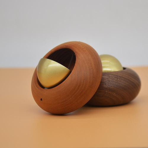 ドアベル ウォールナット 優しい音のドアチャイム 木製 真鍮 玄関 磁石