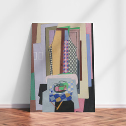 アンティーク抽象画 NO.325】カラフルな抽象画アートポスター☆グレイッシュチェック