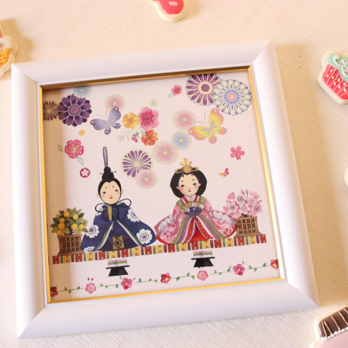 お得なSALE】ひなまつり☆おすまし顔のお雛様のインテリアタイル額