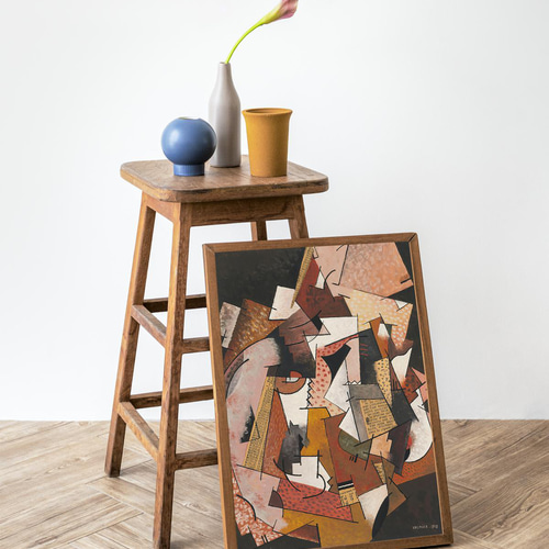 NO.326】チョコレートブラウンの抽象画モダンアートポスター☆茶色