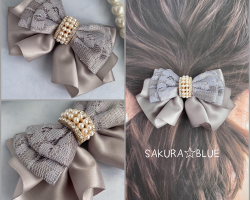 ぽいぽい　リボン　グレー　M ビジューリボンNTPO|ems excite | RETRO GIRL ONLINE STORE