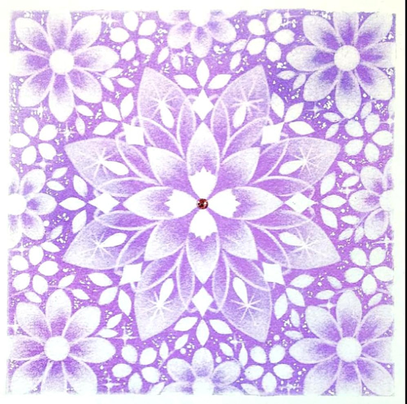 癒しのパステル曼荼羅 原画 紫色の世界 絵画 愛月花(あげは