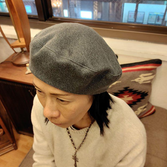 受注製作）No13 M~58cm ベレー帽 コットンツイル（グレー） ベレー帽