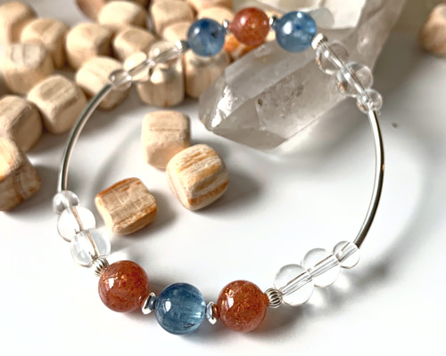 カイヤナイトxサンストーン 天然石 ブレスレット ブレスレット ☆ 星宿