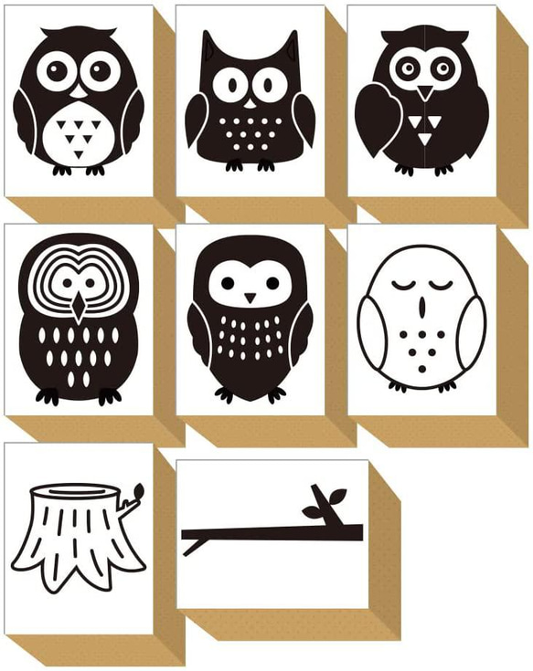 スタンプ かわいい おしゃれ ハンコ 梟 ミミズク ふくろう ゴム印 セット (#43) フクロウ OWL 切り株 8枚目の画像