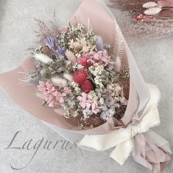 dry flower bouquet pink 40センチ　 4枚目の画像
