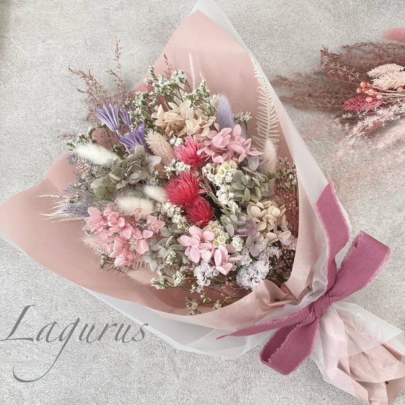 dry flower bouquet pink 40センチ　 3枚目の画像