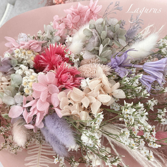 dry flower bouquet pink 40センチ　 7枚目の画像