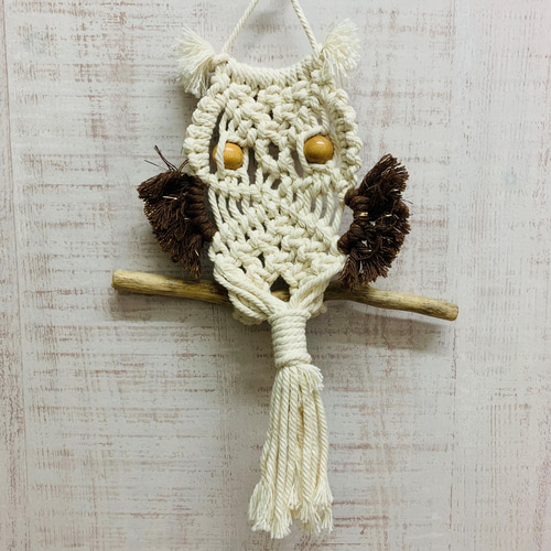 壁掛けふくろうインテリア、タペストリー大～マクラメ編み～ 壁掛けふくろうインテリア、タペストリー～マクラメ編み～ その他