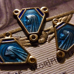 フランス アンティーク 聖母マリア センターメダイ 3個 エマイユ