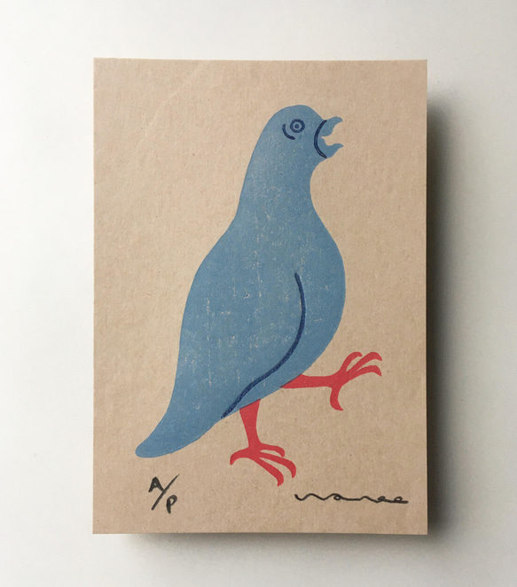 木版画　2枚　ポストカードサイズ 鮭 木版画 ポストカードサイズ 版画 wahee 通販 13124490