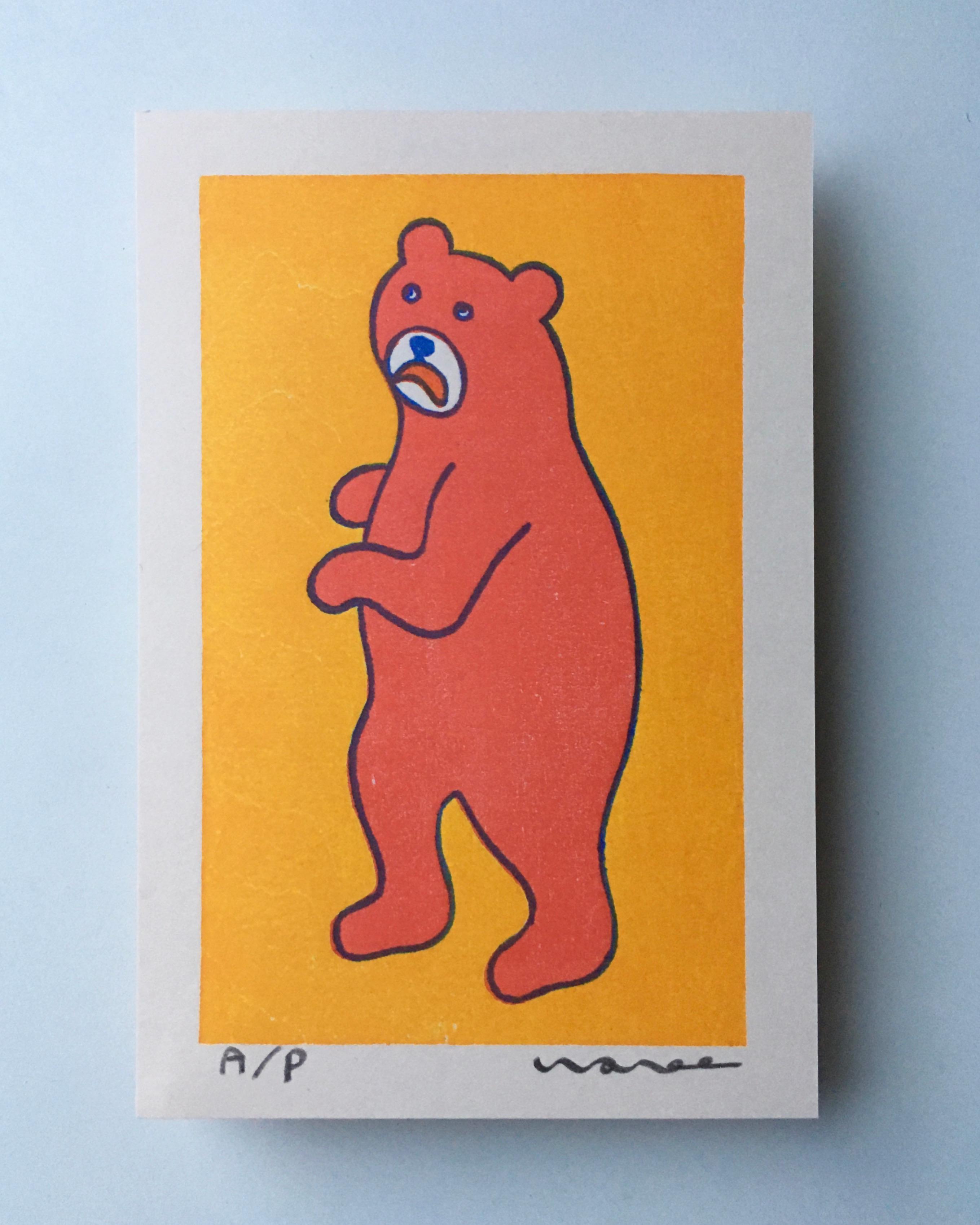 木版画 クマ 熊 小熊 ポストカード 版画 wahee 通販 13124540