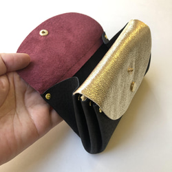 【カラーセミオーダー可】ピッグスキンの小さなお財布　トリオ・ゴールド 8枚目の画像