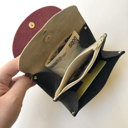 【カラーセミオーダー可】ピッグスキンの小さなお財布　トリオ・ゴールド 8枚目の画像