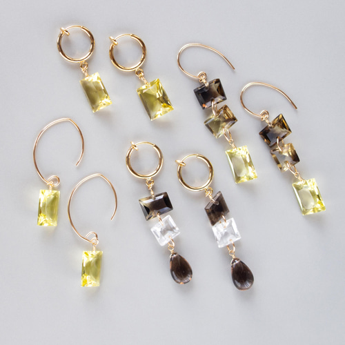 レモンクォーツのセット＊大粒レクタングル14kgf