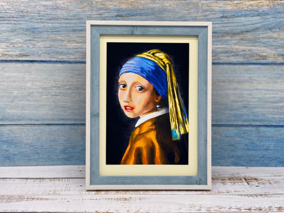 ポストカード　絵画シリーズ　フェルメール[真珠の耳飾りの少女]模写　同柄ポストカード4枚セット 2枚目の画像