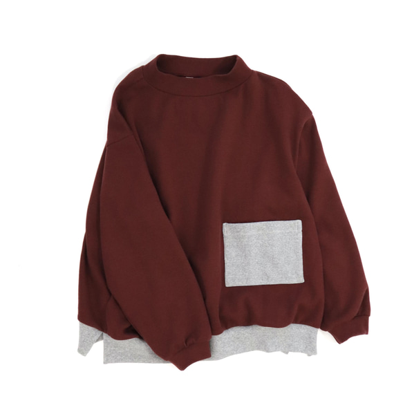 high neck rib pocket cut-sew (bordeaux) 5枚目の画像