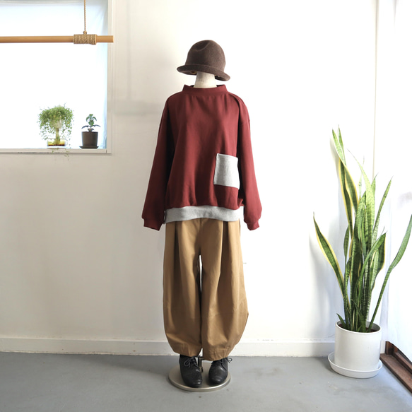 high neck rib pocket cut-sew (bordeaux) 3枚目の画像