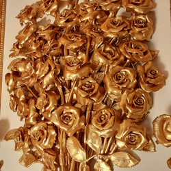 金彩フランスロココ彫刻バラの花束（壁掛けタイプ） 4枚目の画像