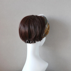 ハリスツイードとふっくらボア(ミルククリーム色)のヘアバンド<hairband218> 6枚目の画像