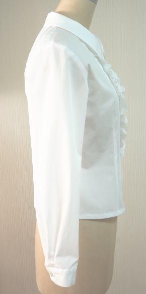 (再販）ショールカラーのフリル付きブラウスC（オフ白）